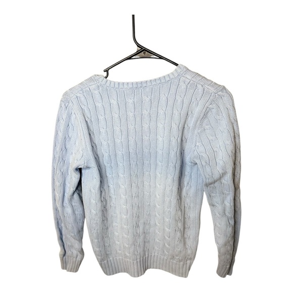 Women’s Poli Ralph Lauren Soft Blue Cable Knit V-neck Sweater M - Picture 4 of 5
